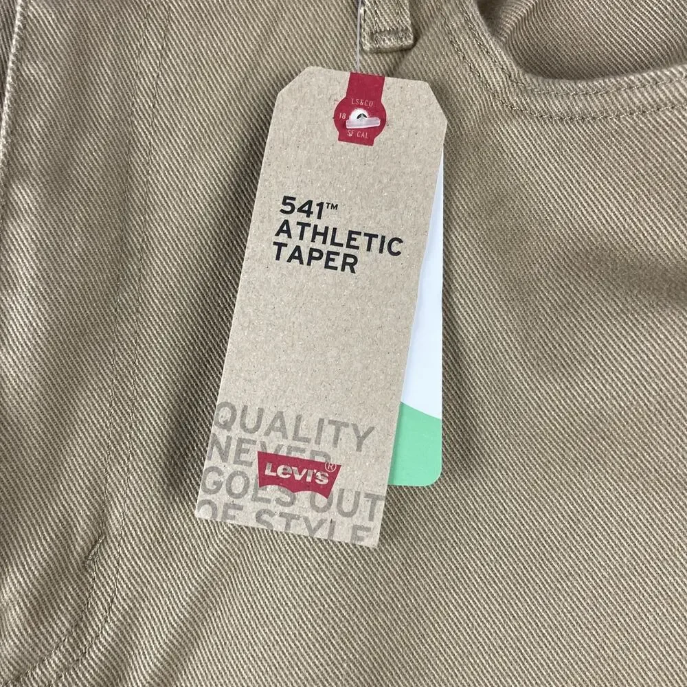 Levis 541 Athletic Taper Jeans Mens 40x30 Beige Stretch White‎ Tab 5 Pocket NEW